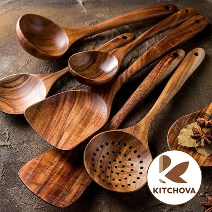 7 Piece Wooden Utensils Set